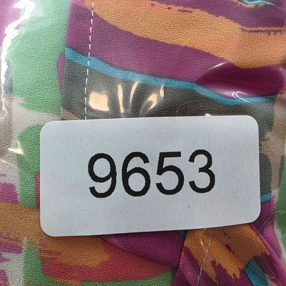 Womens Cato Multicolor Abstract Print Blouse 100% Polyester Roll Tab Sleeves L - Picture 10 of 10